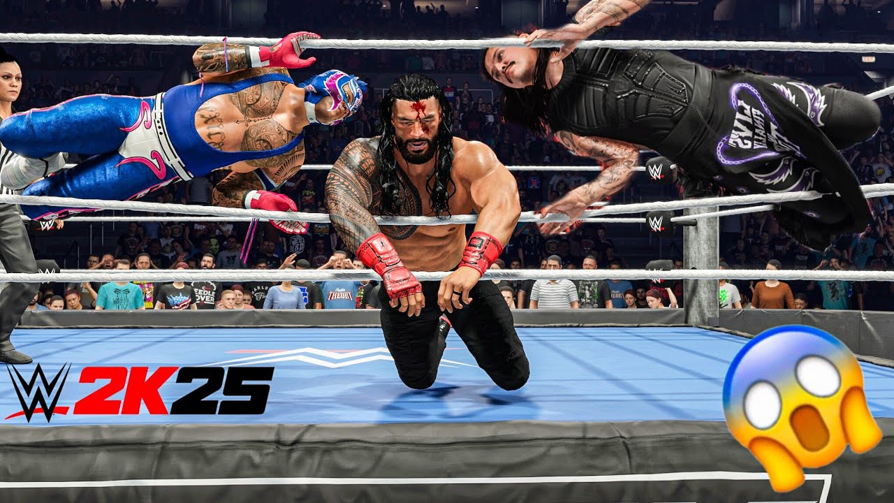 WWE 2K25 - Rey Mysterio and Dominik Mysterio destroys Roman Reigns at Smackdown | Gameplay