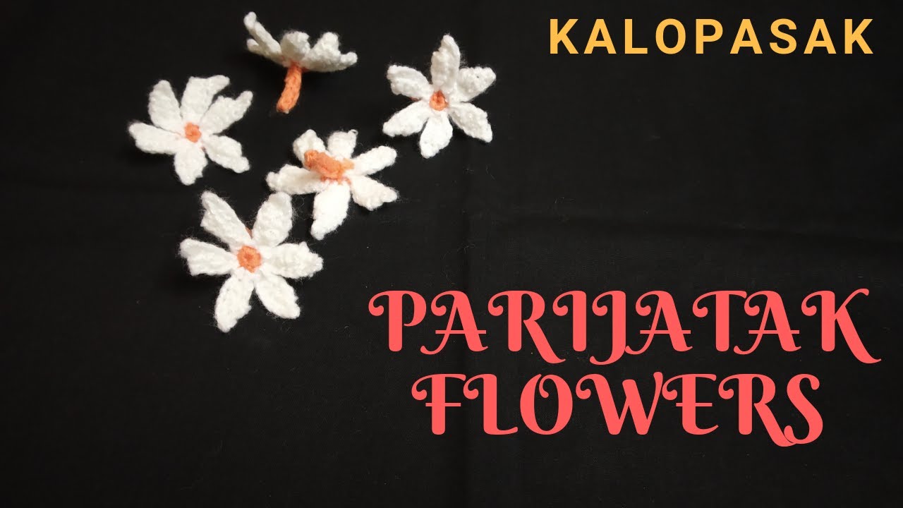 Coral Jasmine, Night Jasmine, Crochet Flowers Type 7, Parijat Flowers / पारिजात, प्राजक्ताची फुले