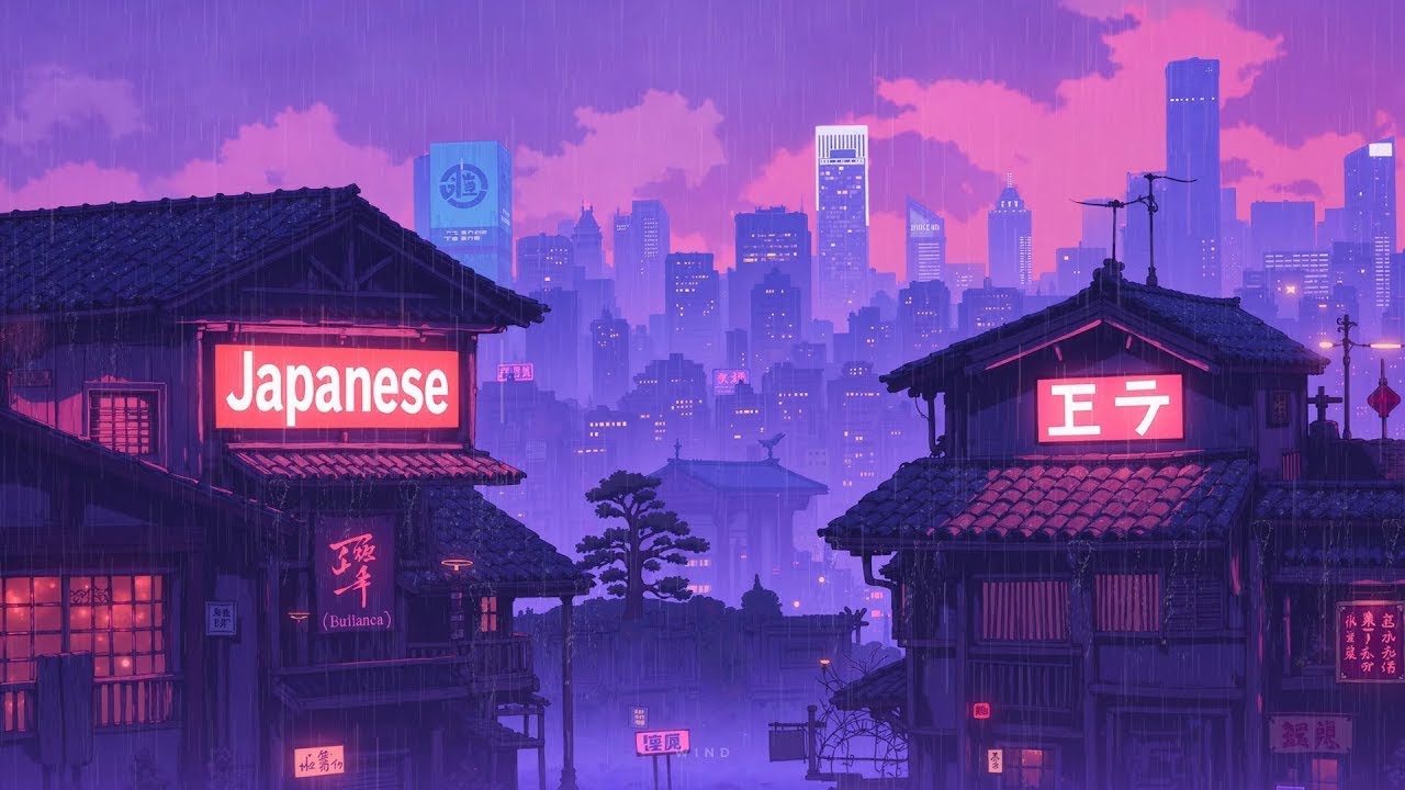 Retro Japanese Lofi 👒 Chill 1980s & 90s Hip Hop Beats & Nostalgic Rainy Town Ambience 🌧️🌆 Lofi Ra