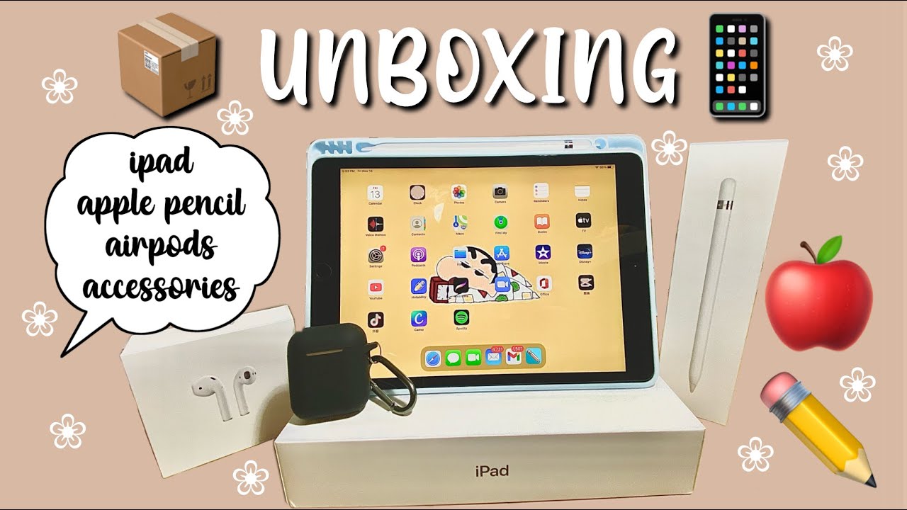 2020 ipad 8th gen 10.2inch, apple pencil, airpods + accessories from amazon | UNBOXING asmr 🍎✏️📦