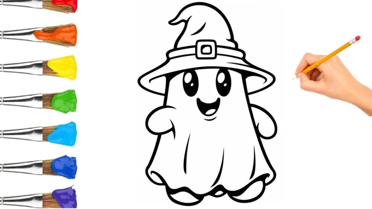 Ghost Easy Drawing Painting Coloring Step By Step-How To Draw Ghost
