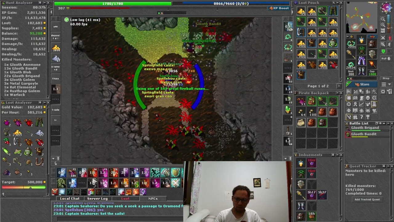 Rubinot: Hunt Glooth Bandit (Profit de 1,1kk/hora)