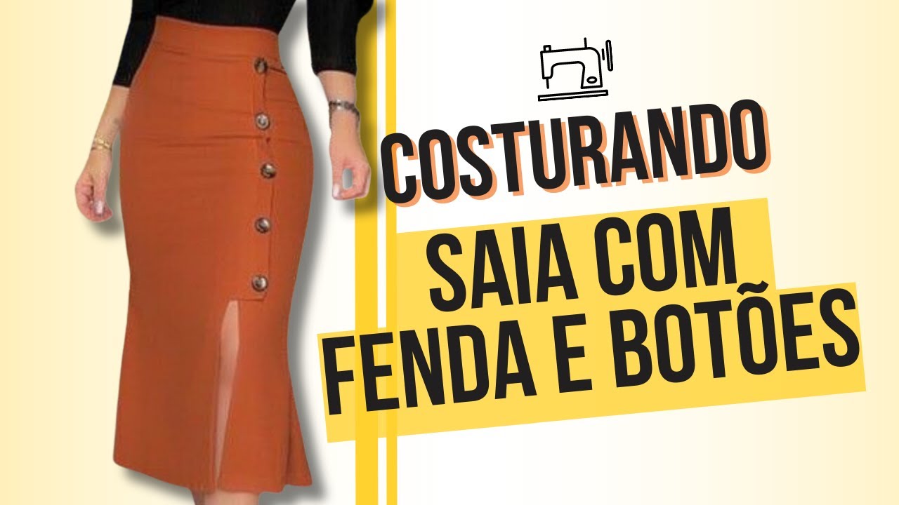 Como Costurar Saia com Fenda e Botões