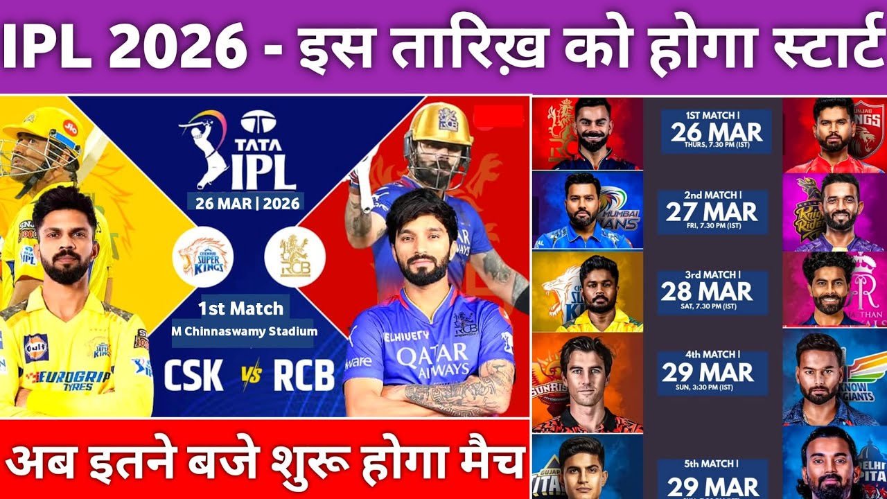 IPL 2026 Kab Chalu hoga - Ipl 2026 Starting Date, Captain & Venue || Ipl 2026 First Match kab hoga