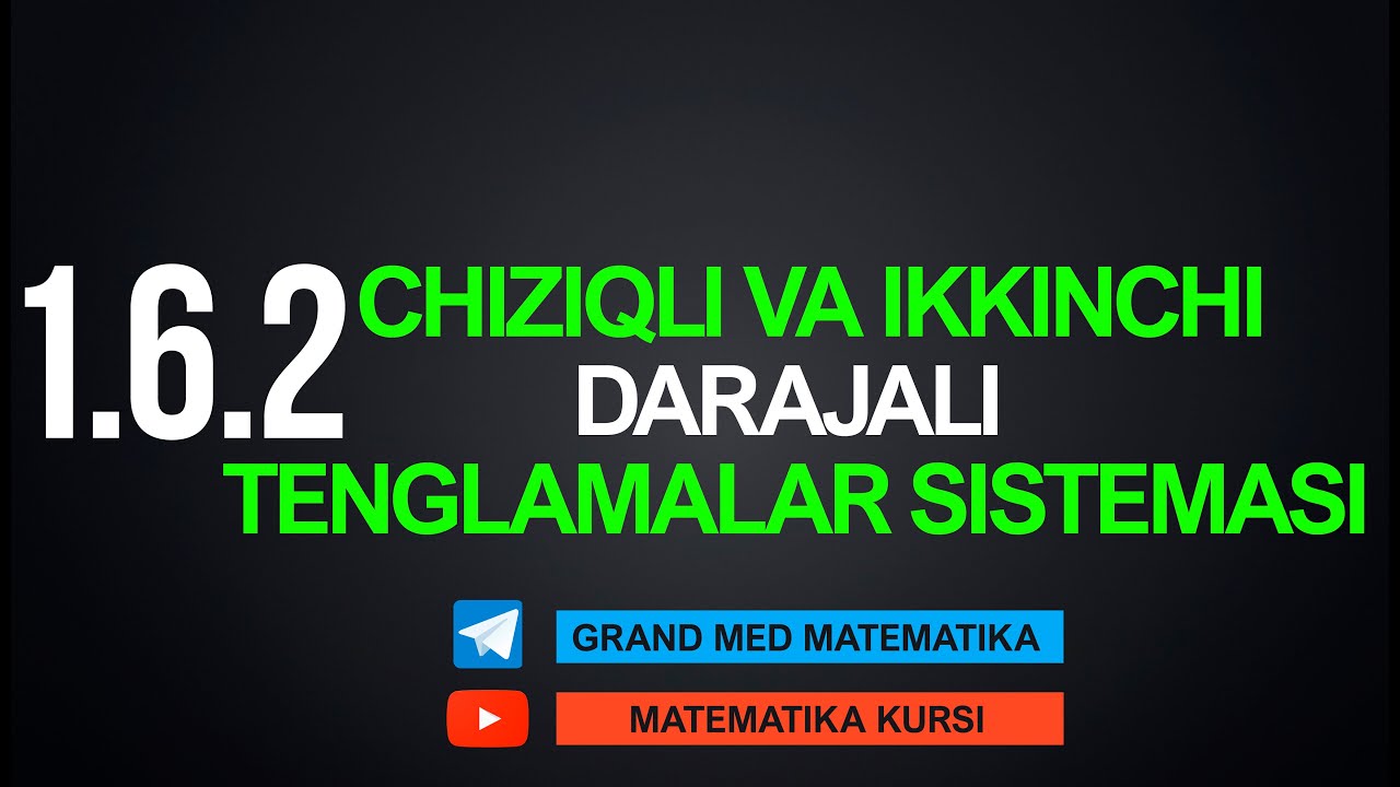28-Dars. Chiziqli va Ikkinchi Darajali Tenglamalar Sistemasi