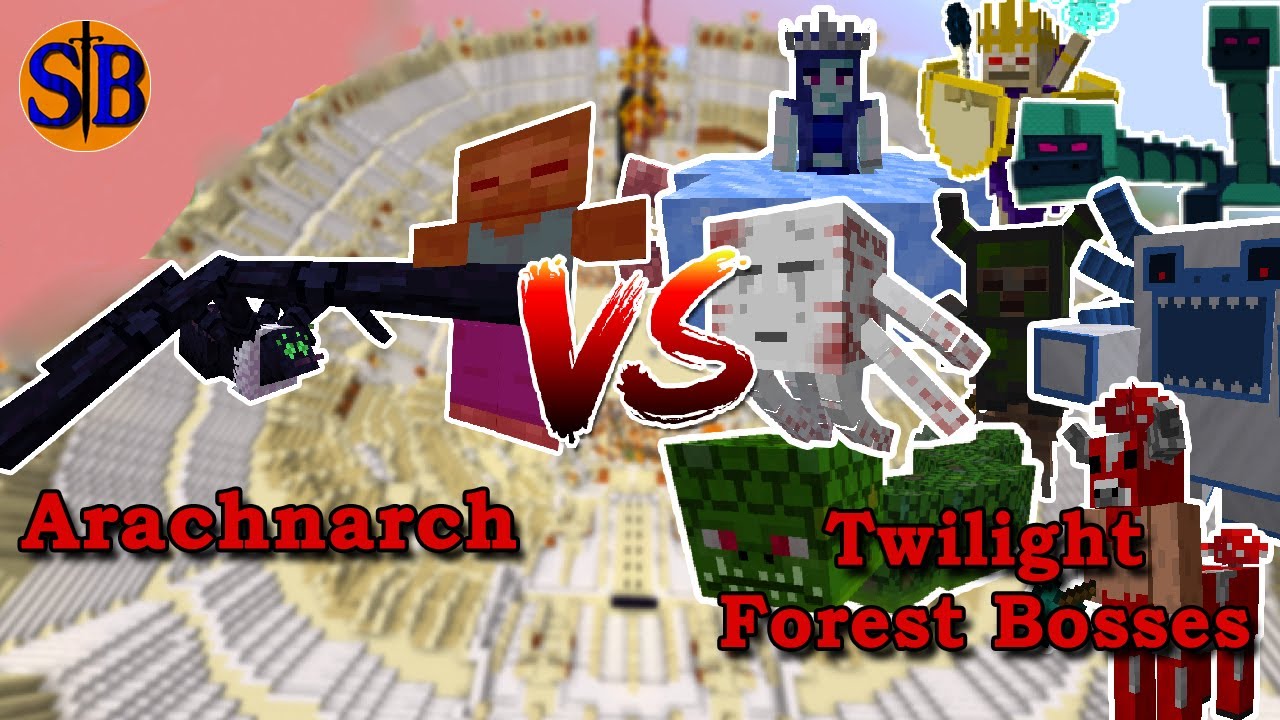 Arachnarch (Blue Skies)  vs Twilight Forest Bosses | Minecraft Mob Battle
