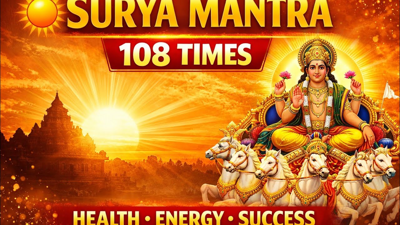 Surya Mantra 108 Times |ॐ ह्रां ह्रीं ह्रौं सः सूर्याय नमः |Morning Powerful Chanting Health &Energy