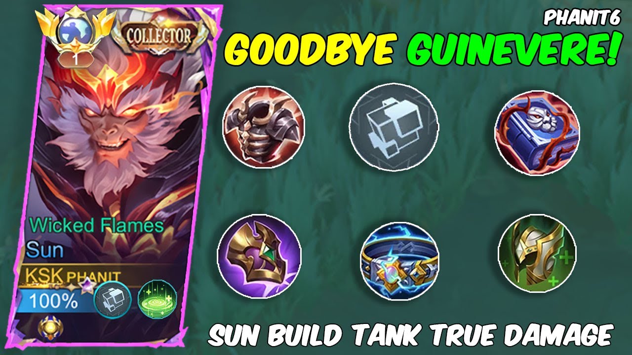 SUN TANK 😱 BUILD TRUE DAMAGE  VS GUINEVERE EXP LANE - TOP GLOBAL SUN BUILD FULL TRUE DAMAGE ~ MLBB