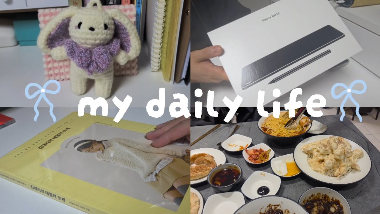 일상 브이로그 | 갤럭시탭 s11 언박싱 , 다이소 탭 악세사리 , 김대리 뜨개책 구매 , 생일보내기 