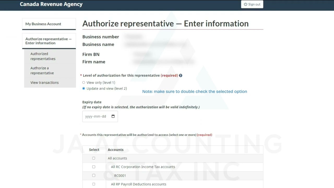 How to give access of your CRA Account to your accountant.