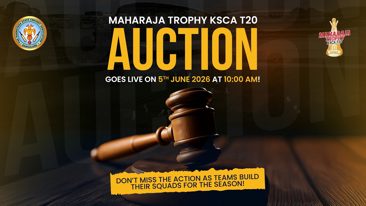 Maharaja Trophy KSCA T20 2026 &ndash; LIVE Player Auction | All 6 Teams Bidding LIVE