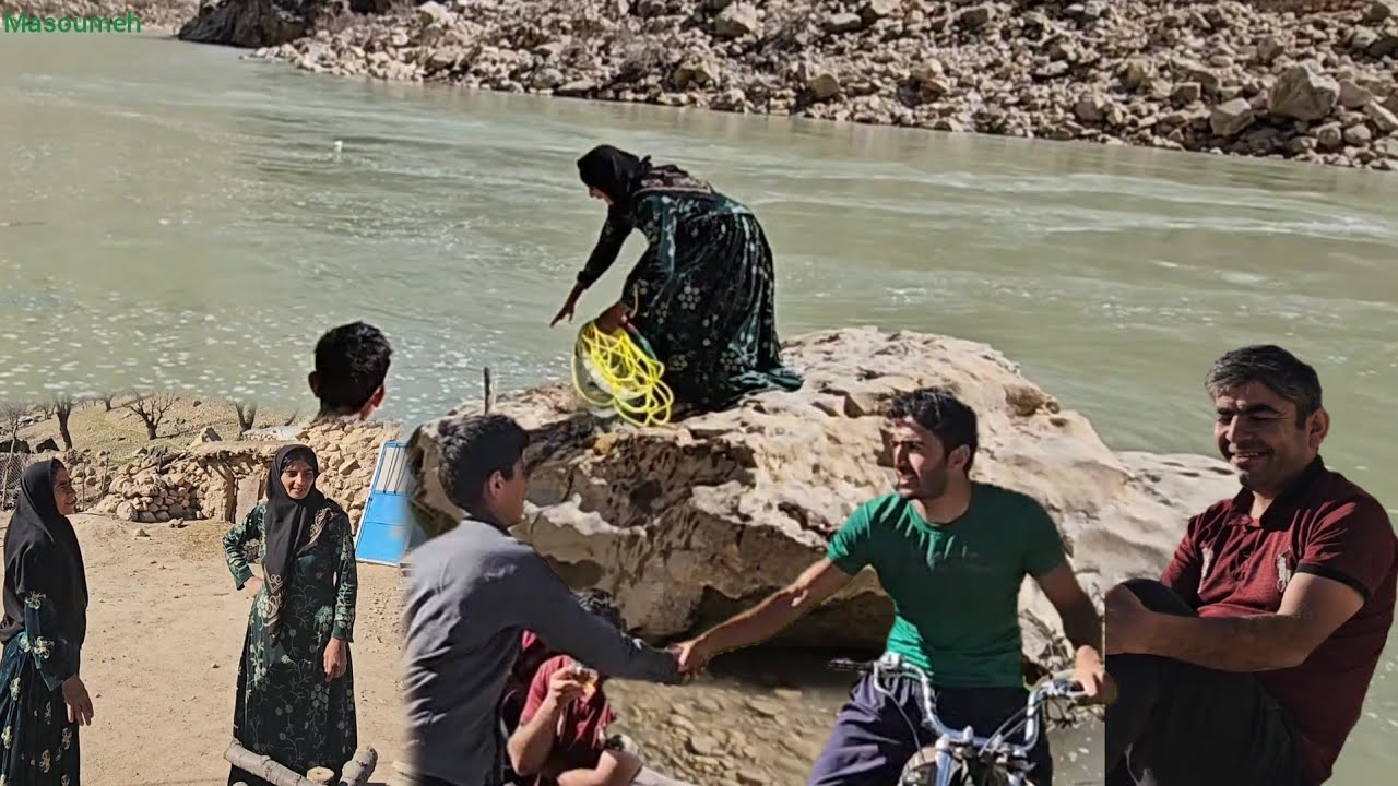 🌿 Masoumeh's Nomadic Life | A Pure Day of Riverside Fishing with Ali Asghar 🎣✨