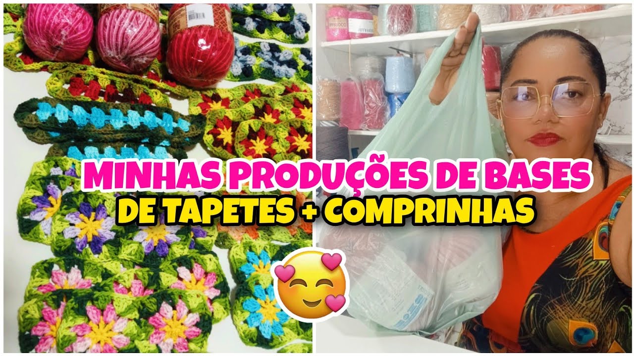 MINHA PRODUÇÃO DE BASES DE TAPETES DE CROCHÊ 🧶 + COMPRINHAS PRO ATELIE #crochetando #barbantes