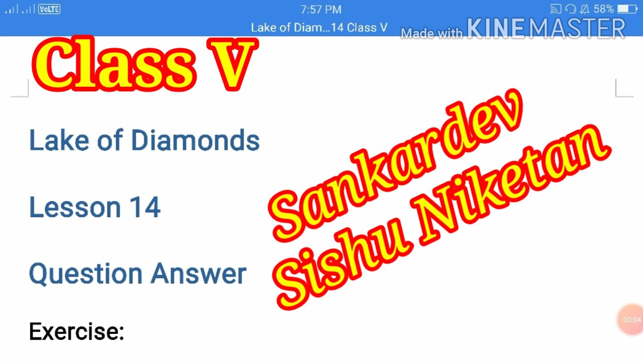 Sankardev Sishu Niketan Class 5 English Lesson 14 Lake of Diamonds Question Answer