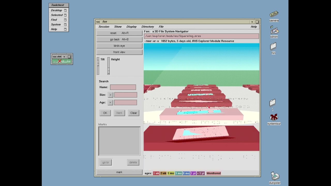 SGI IRIX 5.3 with fsn ( 3D File System Navigator )