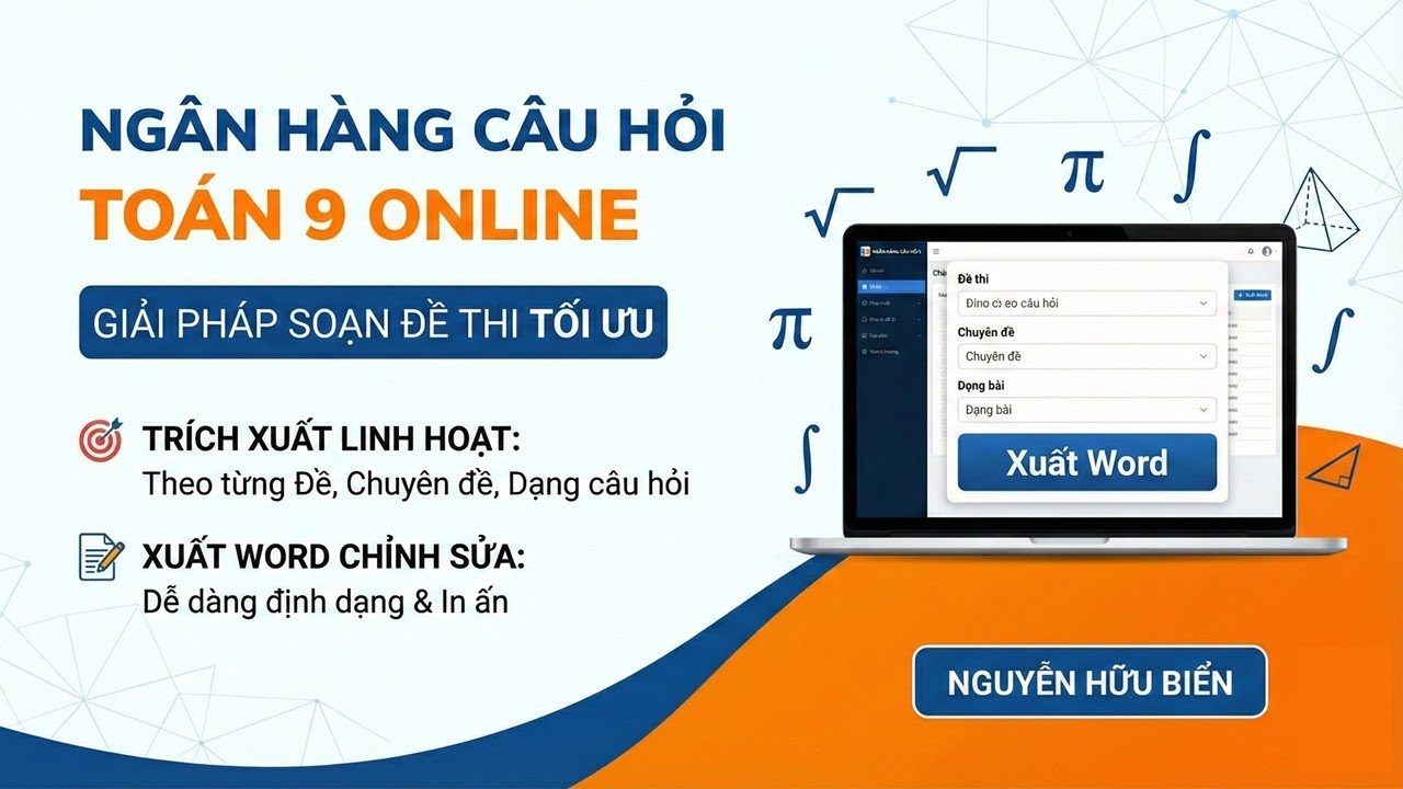 Ngân hàng câu hỏi Toán 9 online