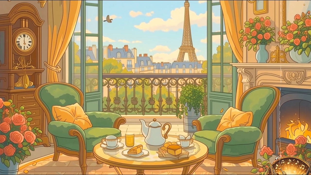 Relaxing Jazz Music on a 1950s Spring Morning in Paris with Vintage Oldies Playing in Another Room