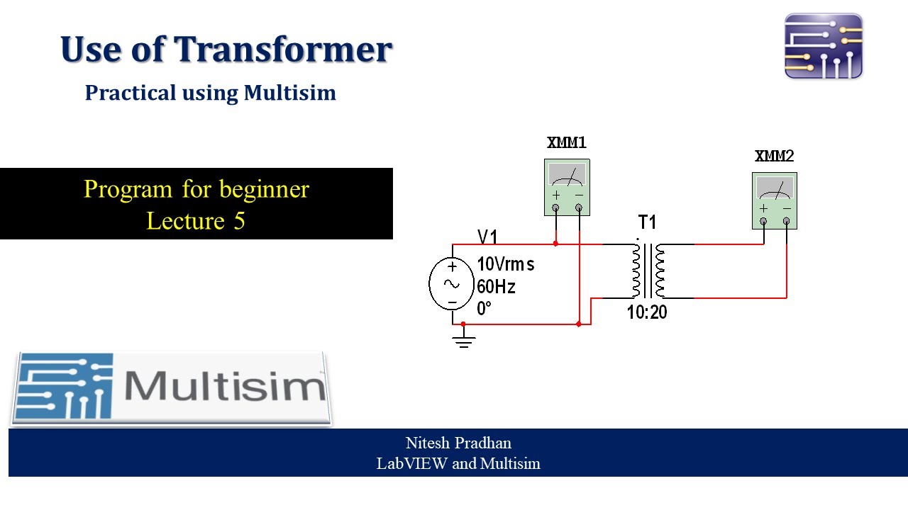 Use of Transformer  Multisim Program for beginner #beginner #multisim #Circuit