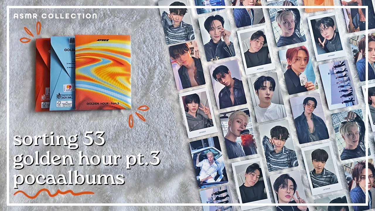 [ASMR] Sorting 53 ATEEZ Golden Hour Pt.3 Pocaalbums | Paper & Plastic Crinkly Sounds, Soft Spoken