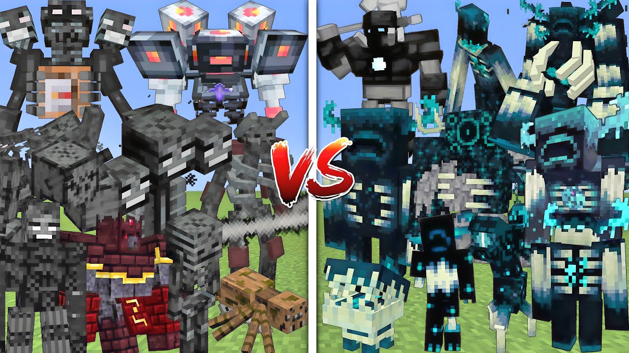 ALL MUTANT WITHER SKELETONS VS ALL MUTANT WARDENS ALLIANCE MOBS BATTLE IN MINECRAFT