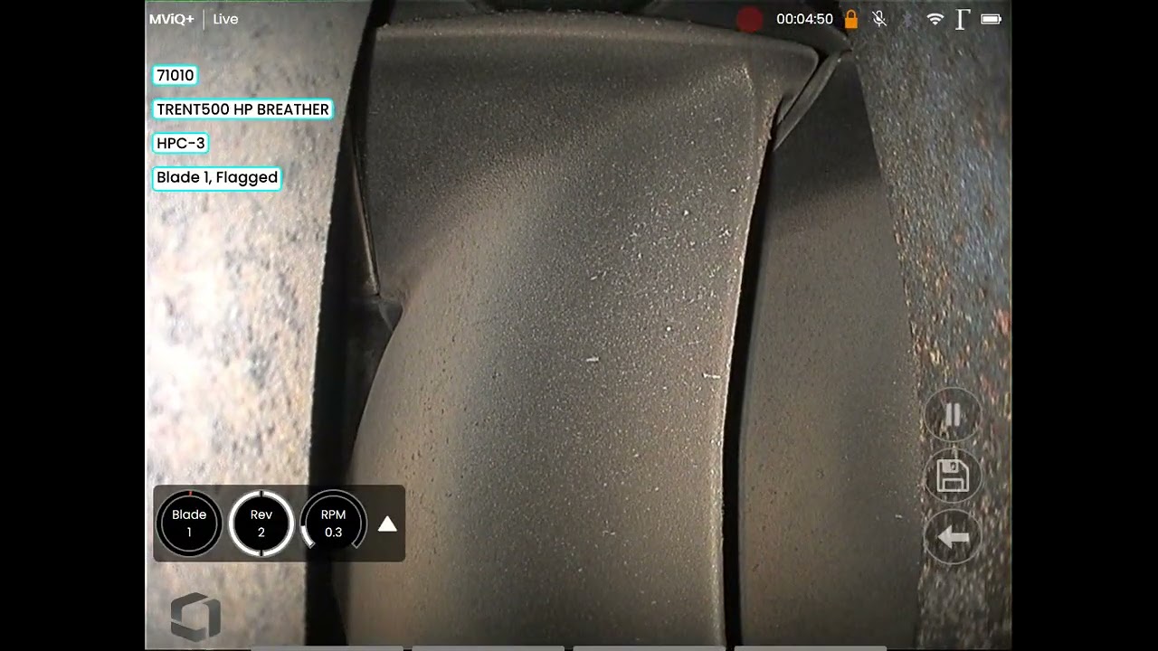 Turning Tool2.0 automatically rotating blades on MViQ+ borescope