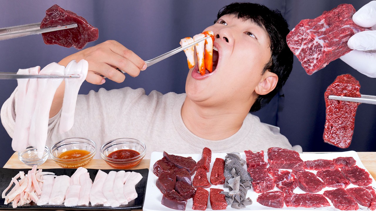 갓잡은 소등골 뭉티기 소간 천엽 비장 리얼사운드 먹방 | 소리 레전드....! Raw beef Eatingshow MUKBANG ASMR
