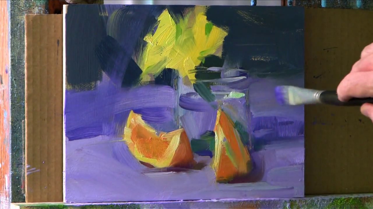 Oil painting still life demonstration by David Shevlino