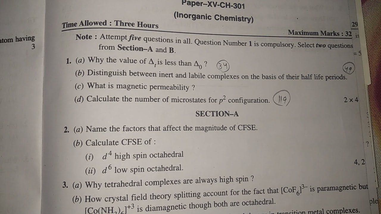 kuk 2019 inorganic chemistry paper bsc 3rd yr