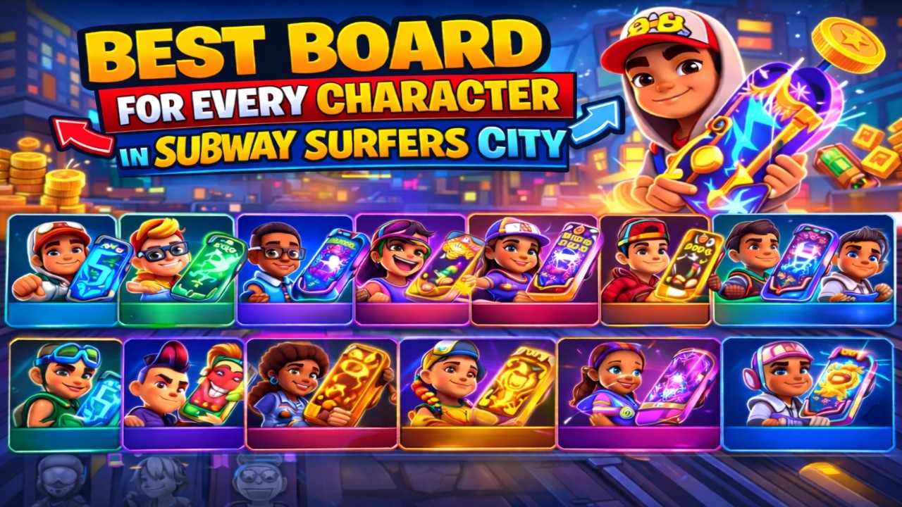 Лучшая доска для каждого персонажа. Серверы Subway Surfers City Global.
