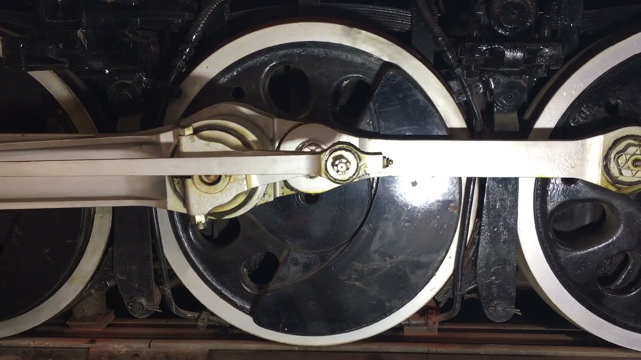 DM&IR 227 Yellowstone type steam locomotive with wheels turning at the Lake Superior Railroad Museum