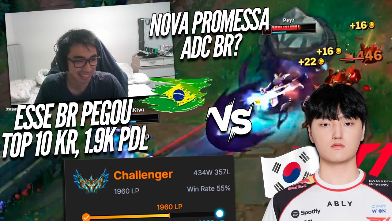 O MAIOR RANK DE UM BR NA COREIA, PEGOU TOP 10! NINJAKIWI vs T1 PEYZ