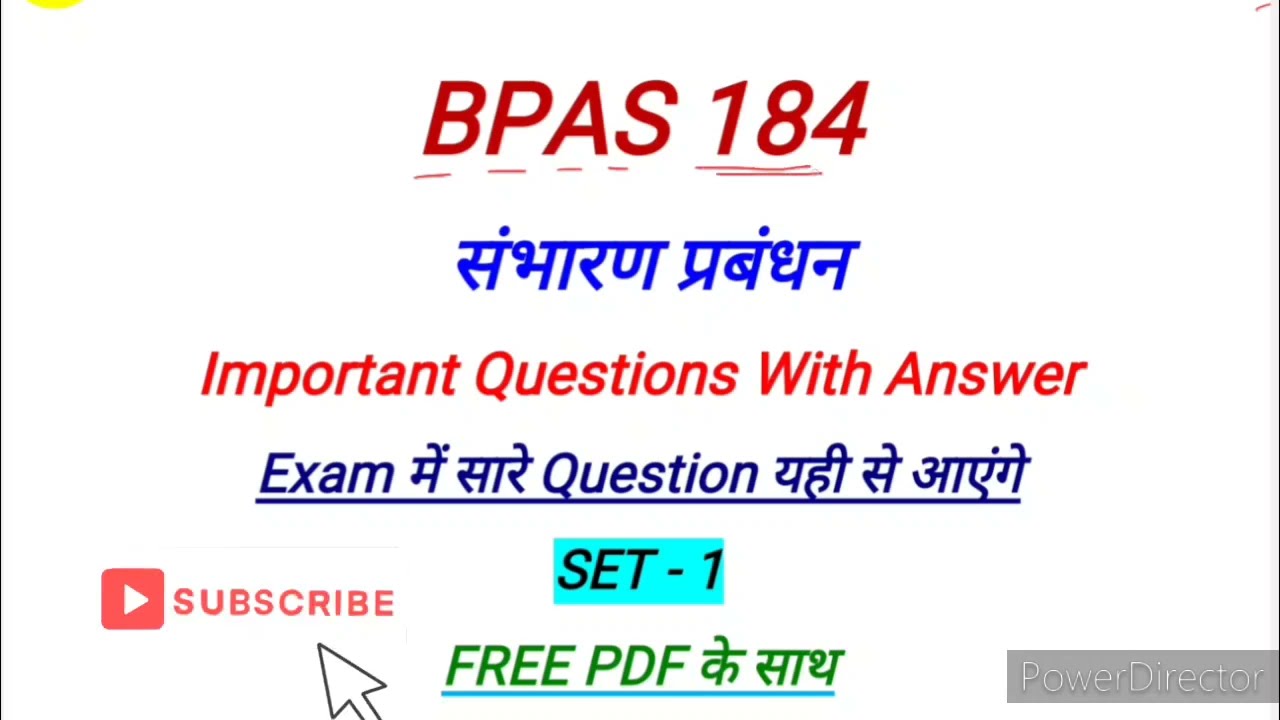 BPAS 184 Important Questions With Answer | BPAS 184 Sample Paper | BPAS 184 Previous year Questions