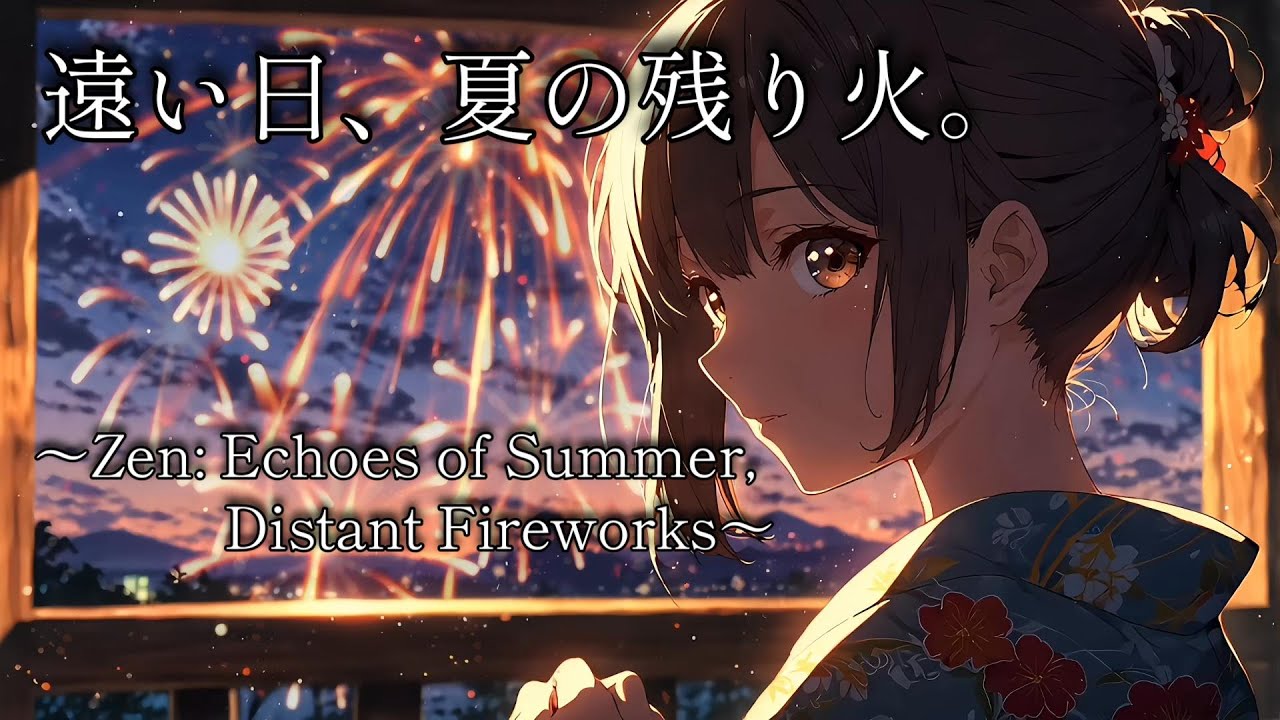 【禅 / Nostalgic BGM】遠い日の花火、夏の残り火｜心に響く夜空のASMRと祭りの記憶 - Zen: Distant Fireworks, Summer Night Memories