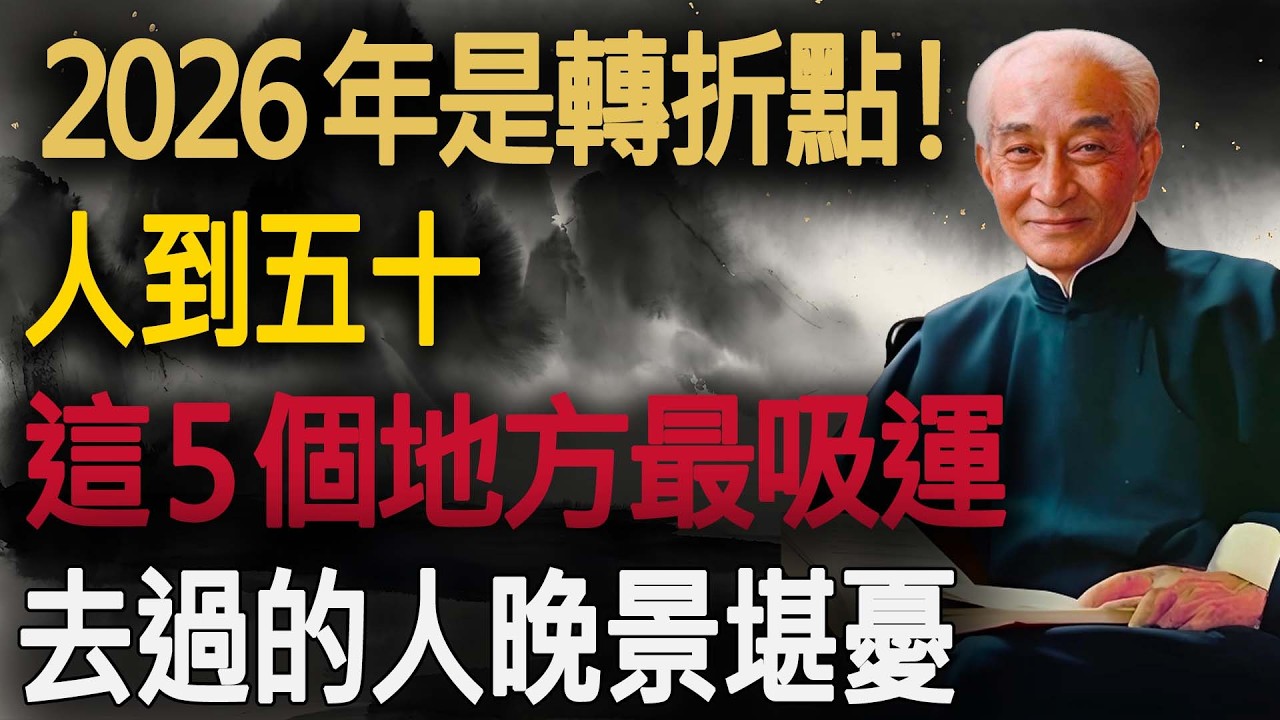2026 年是轉折點！南師叮囑：人到五十，這「五個地方」最吸運，去過的人晚景堪憂。#五十歲 #福報 #南懷瑾 #精氣神 #能量守恆 #修行智慧 #安那般那 #晚年生活 #斷舍離
