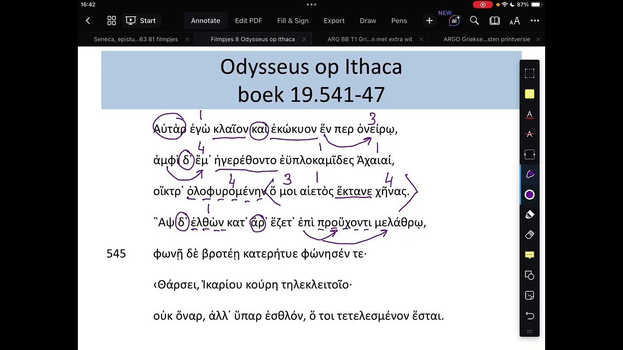 Odyssee CE 2026 Ithaca: boek 19: 535-553 De droom van Penelope