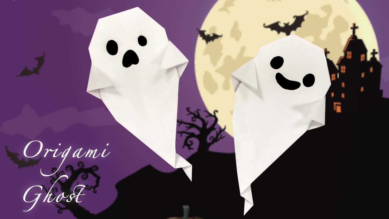【折り紙】おばけの折り方 origami ghost Paper Craft DIY ハロウィン Halloween