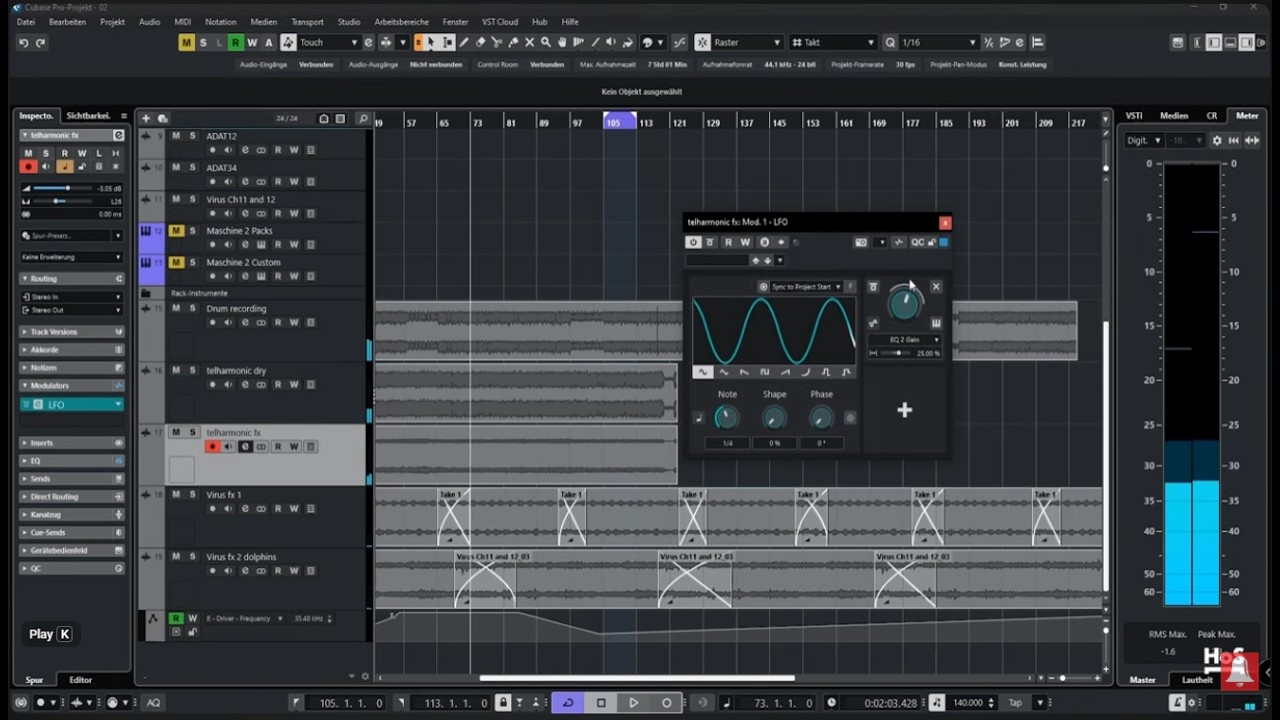 Florian Meindl Masterclass on the Modular Synth for Home of Sound - Arrangement in Cubase