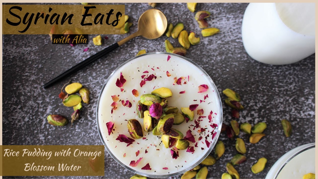 Classic Mediterranean Rice pudding infused with orange blossom water