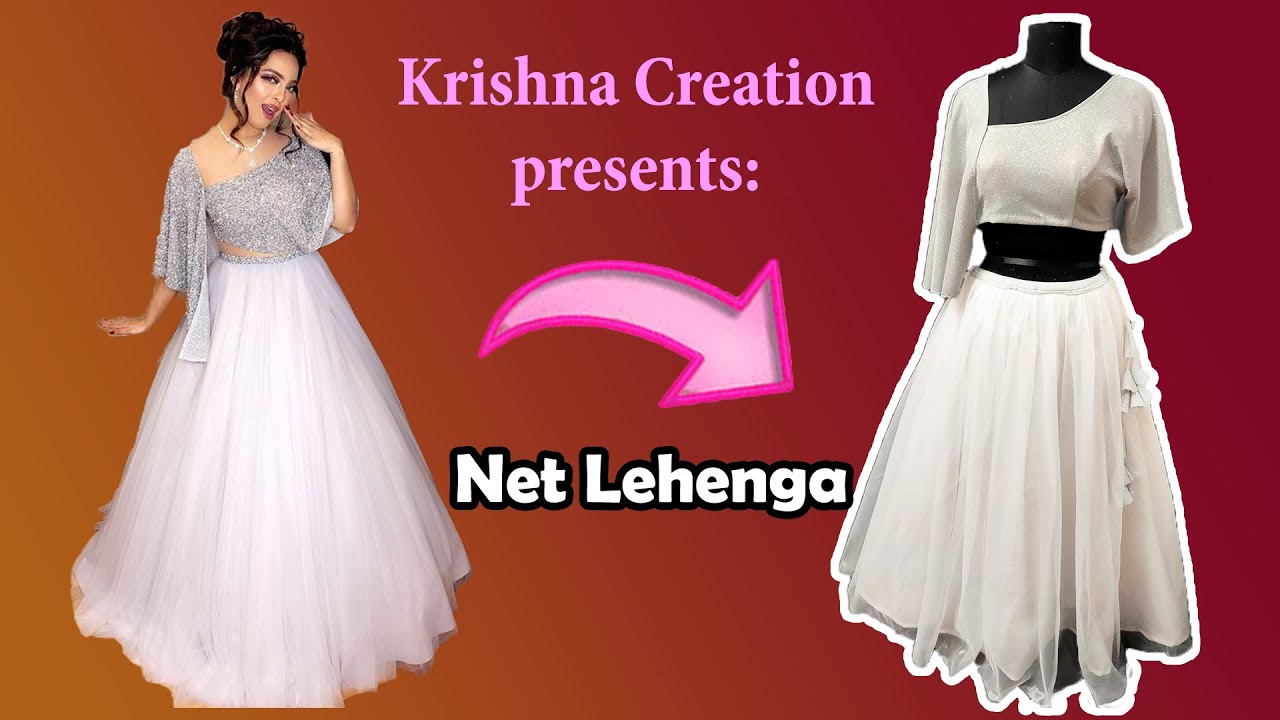 Designer Lehenga || crop top Net Lehenga || इस नेट लेहेंगा को घर पर ही बनाइये || Krishna Creation