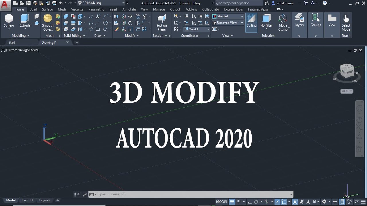 اوامر التعديل للمبتدئين  ROTATE,MIRROR,MOVE,ALIGN 3D MODIFY AUTOCAD 2020