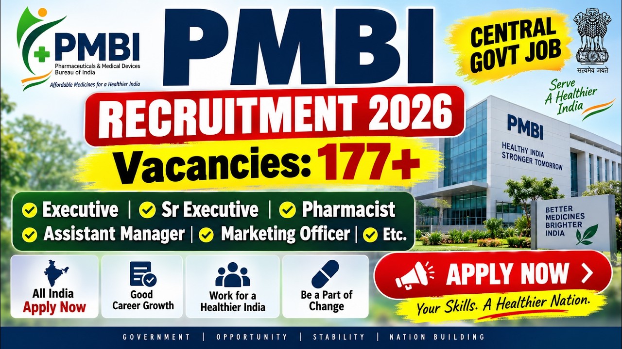 PMBI Recruitment 2026 🔥 177+ Vacancies 🎯 Executive, Pharmacist, Assistant Manager | All India Apply