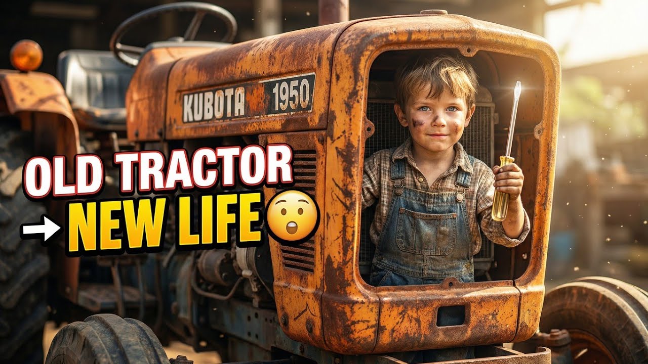 “Young Boy Restores Old Rusted Tractor to Working Glory! 🔥”