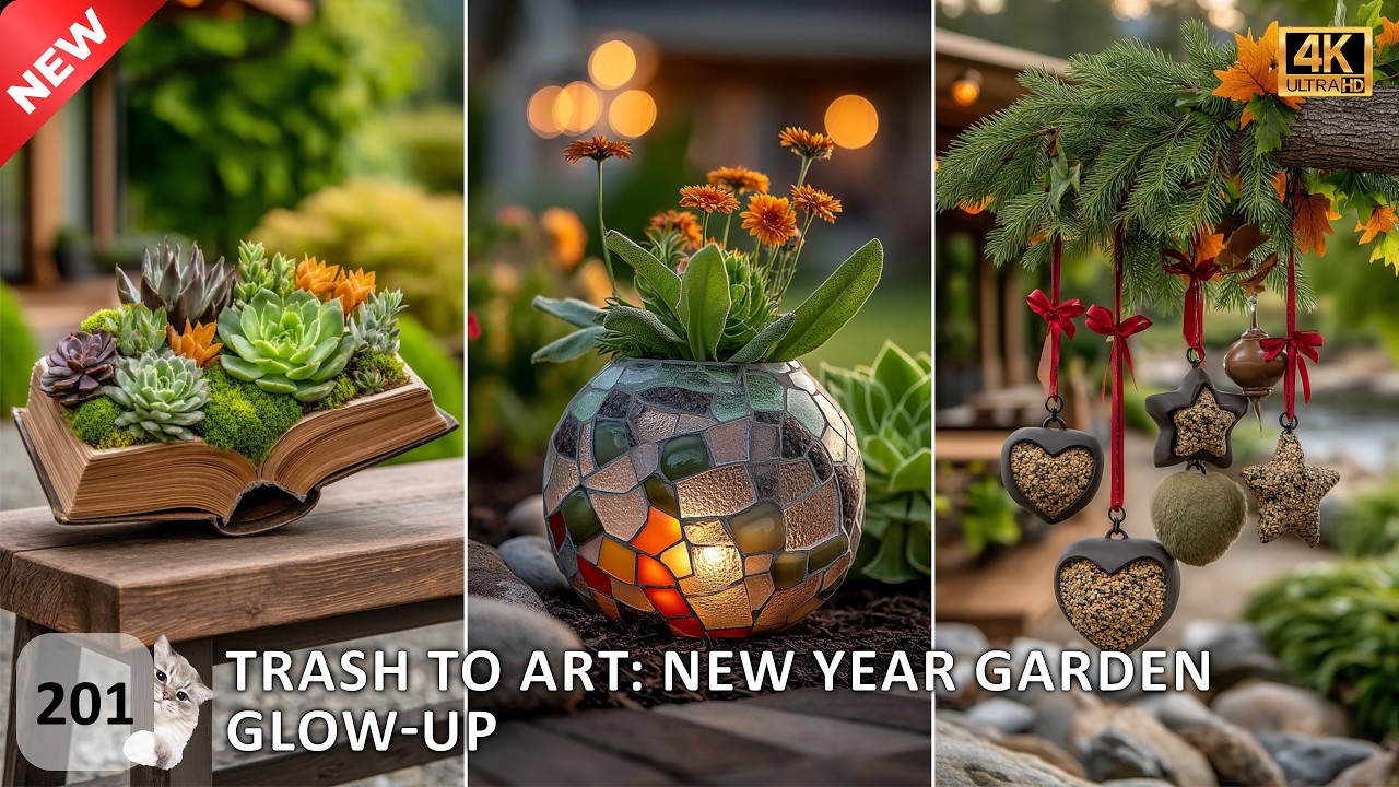 🗑️ New Year Garden Glow-Up: Hobby Lobby Finds + Trash to Treasure! DIY Recycled Garden Decor!