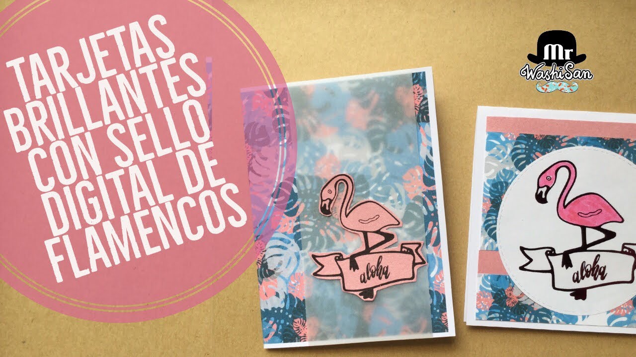 Tarjeta flamenco perlescente y con foil metalizado