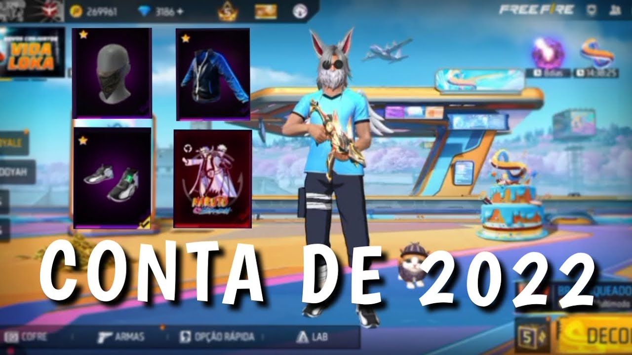 MOSTRANDO MINHA CONTA DE 1000 DIAS NO FREE FIRE (CONTA DE 2022)