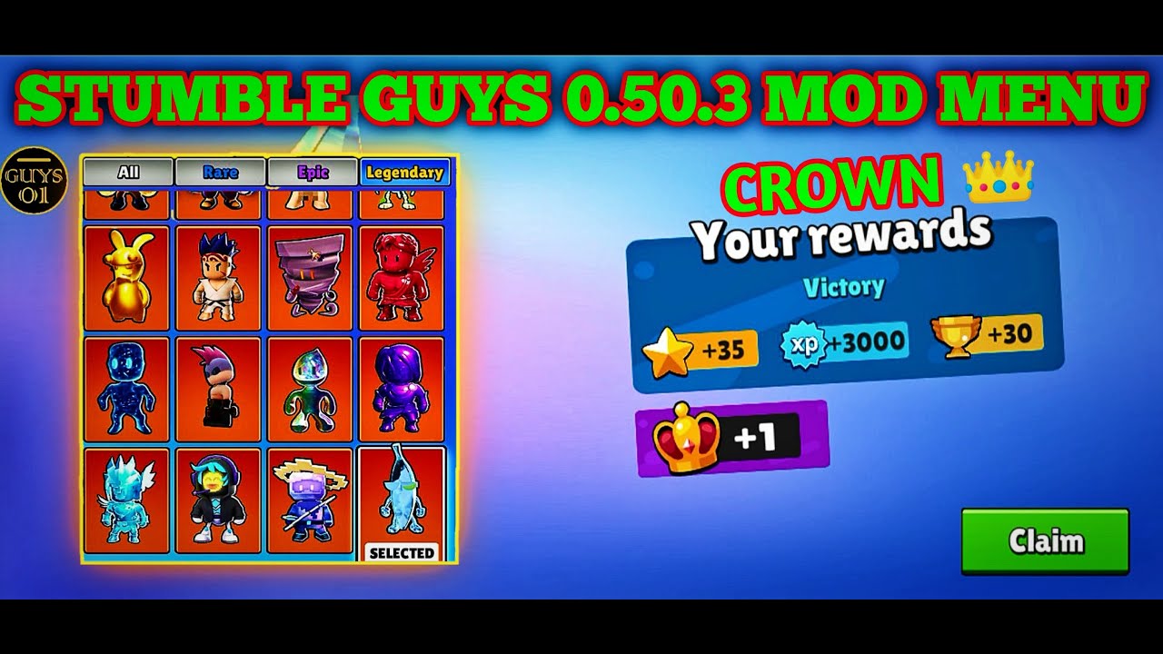 Stumble Guy's new mod menu 2023 | Latest version 0.50.3 | UNLOCKED SKINS