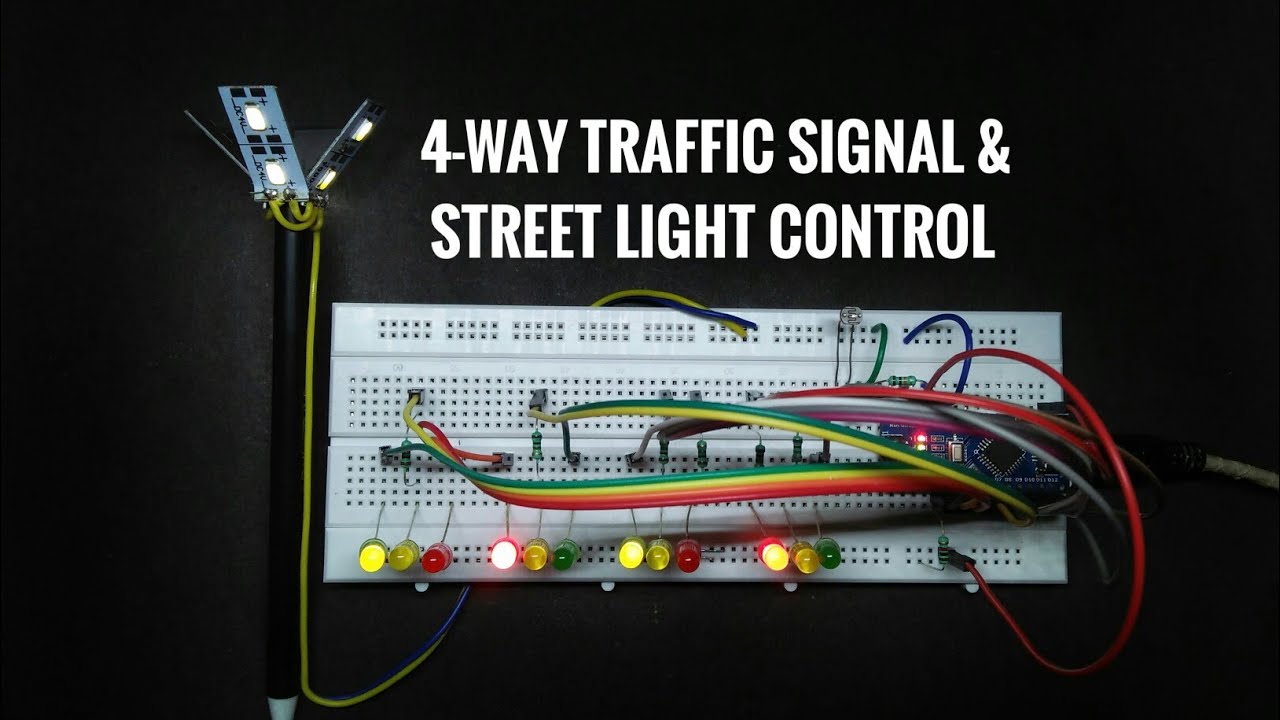 Arduino 4-Way Traffic Signal & Street Light Control 🚦🚗... 🚛... 🚲__