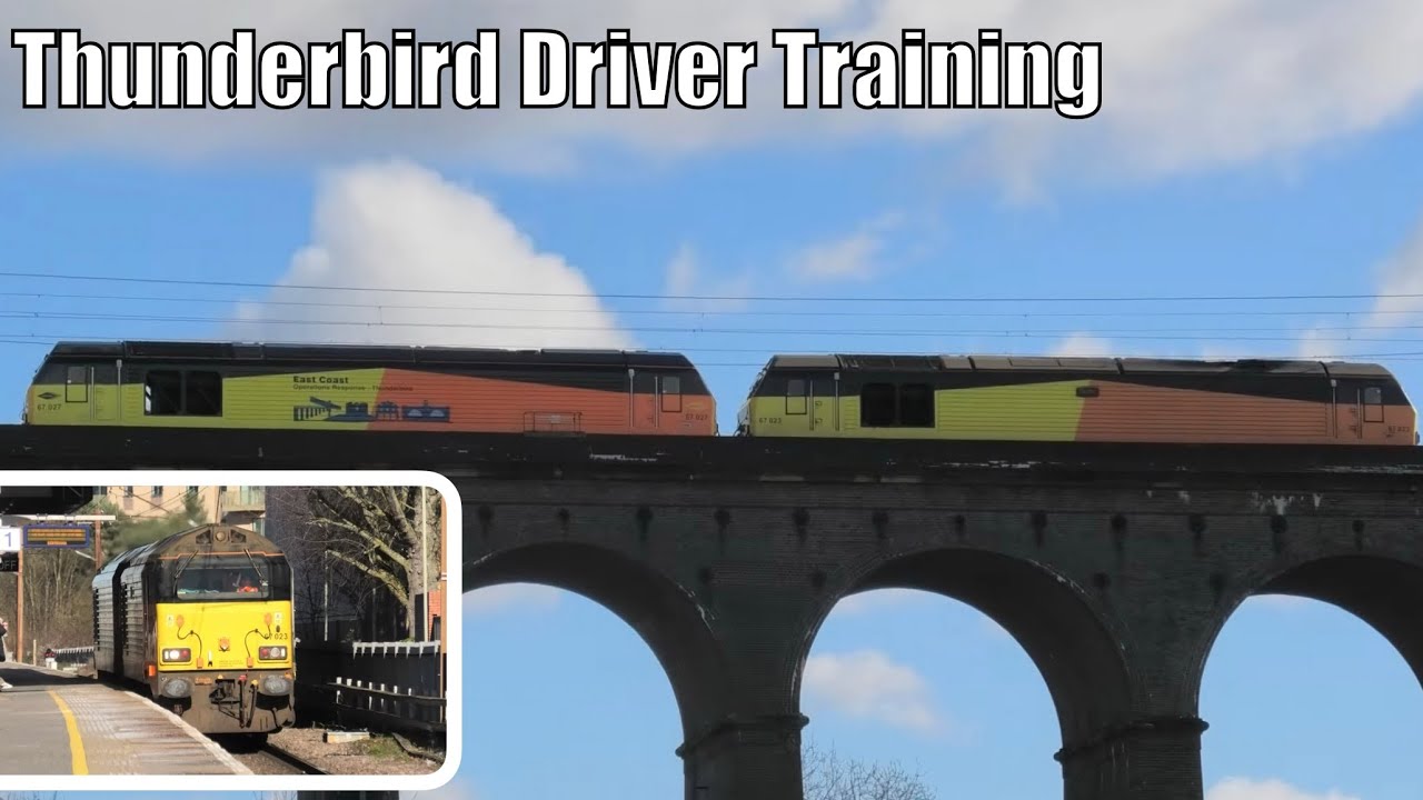 Thunderbirds 67023 & 67027 on driver training at Stevenage & Digswell Viaduct - 14/02/2026