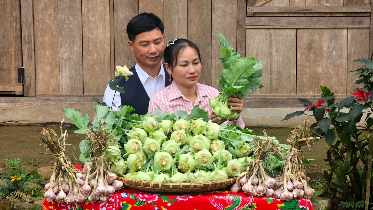 With Husband Kohlrabi harvest Go To Market To Sell - Warm Family Meal | Lý Phúc An