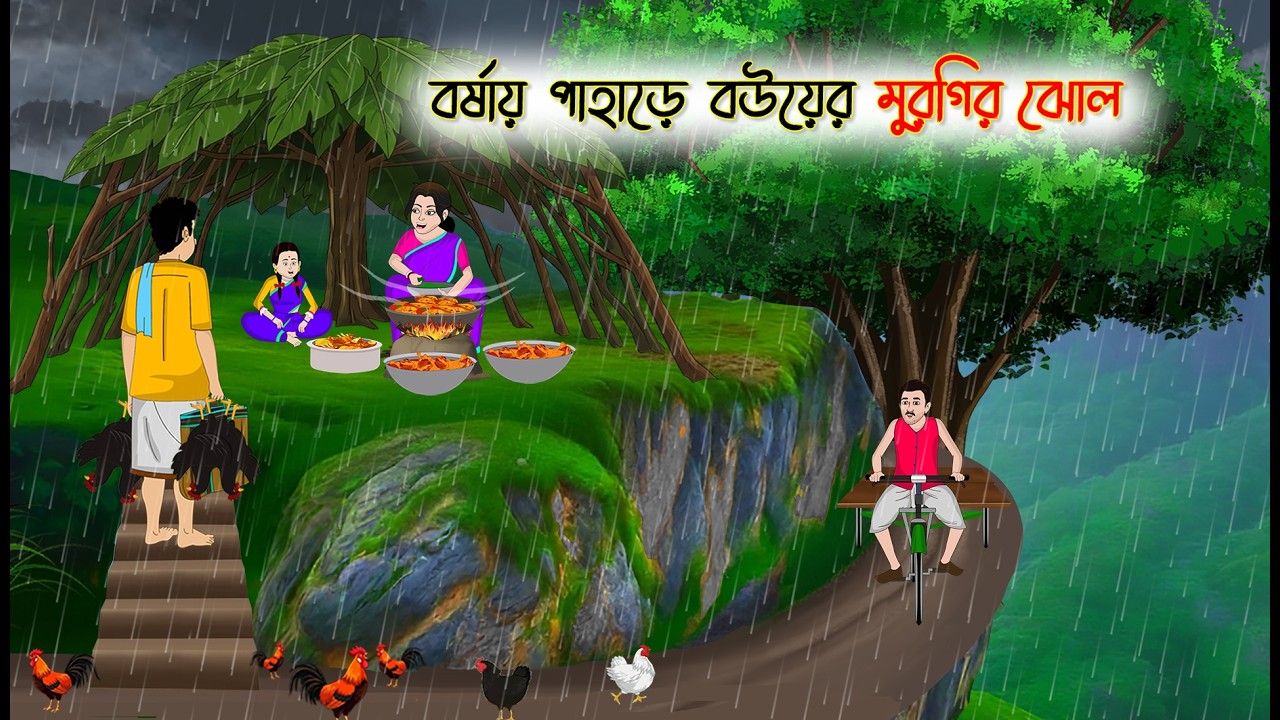 বর্ষায় পাহাড়ে বউয়ের মুরগির ঝোল | Cartoon Golpo | Bengali Animated Story | Bangla Cartoon